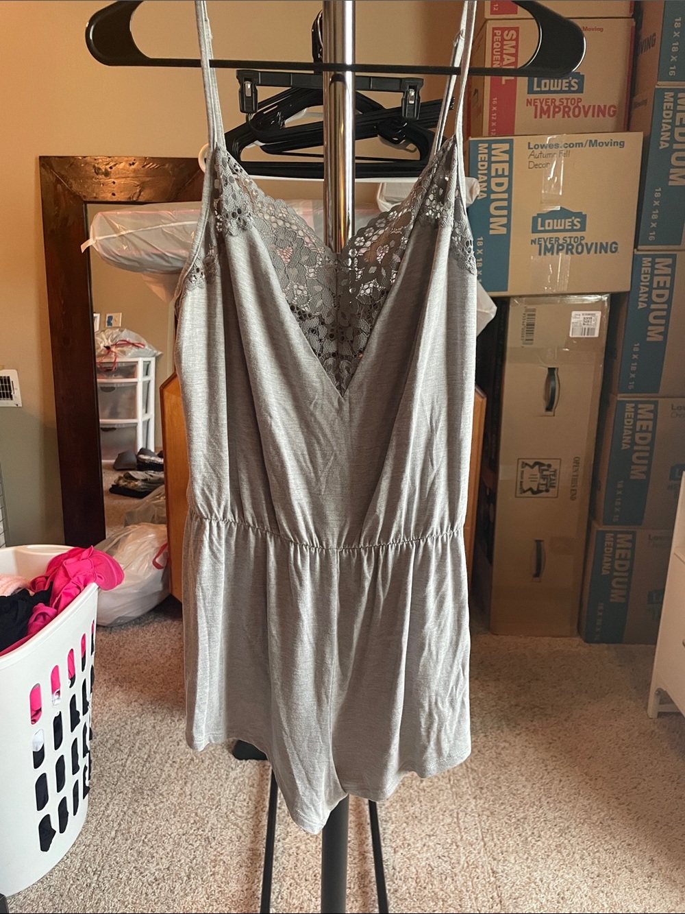 Victoria's Secret Silver Gray Lace Sleep romper